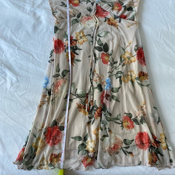 Floral Lined Mesh overlay Dress - Picture 4 of 5